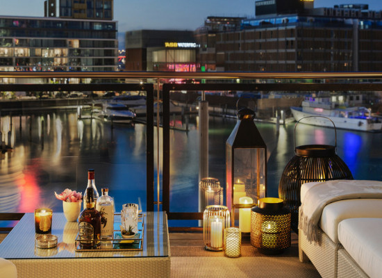 Romantic Alfresco Outdoor Terrace by Night with Harbour Views | Point Residence Auckland Luxury Waterfront Accommodation