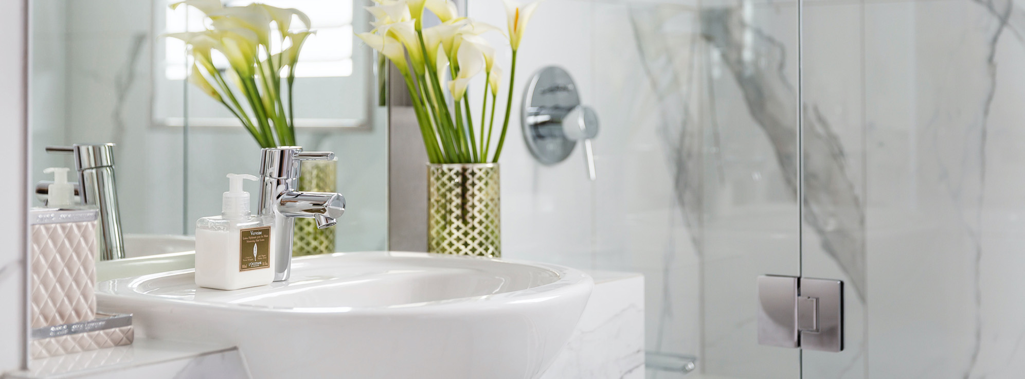 Luxurious Spa-style Marble Bathroom with Bath & Shower | Point Residence Luxury Waterfront Auckland Accommodation for rent